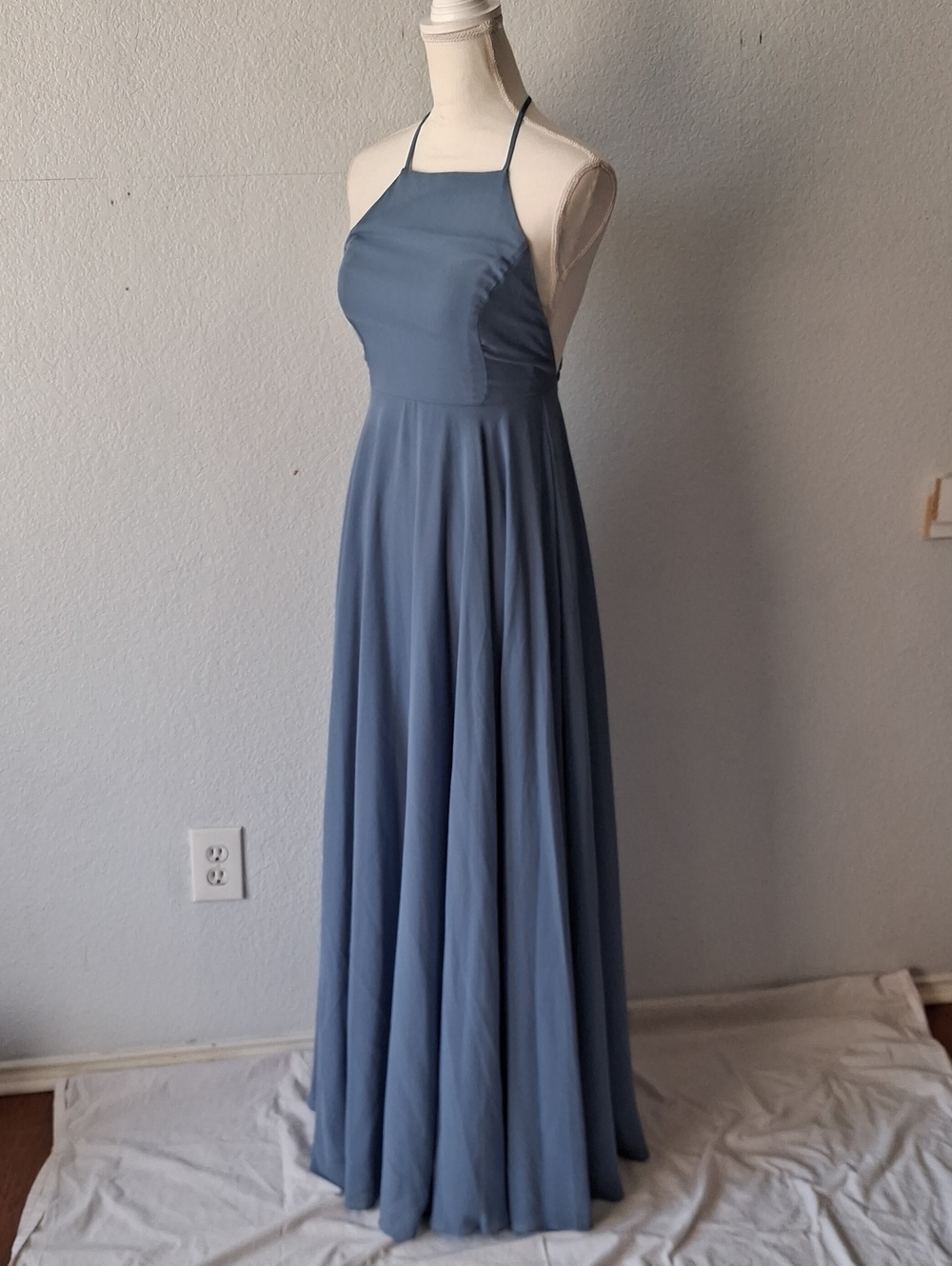 Lulu's Dusty Blue Halter Maxi Dress